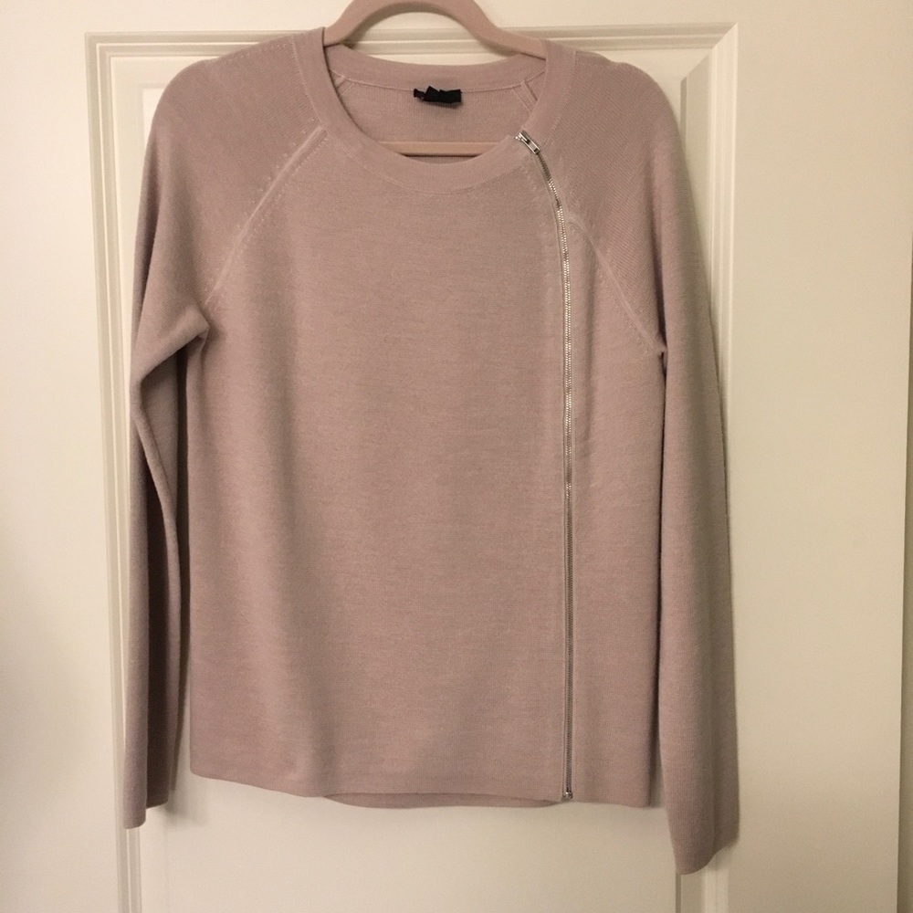 Theory Tan Sweater with Zipper Detail